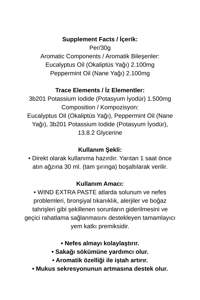 HORSE EXTRA WİND EXTRA PASTE 30 ML
